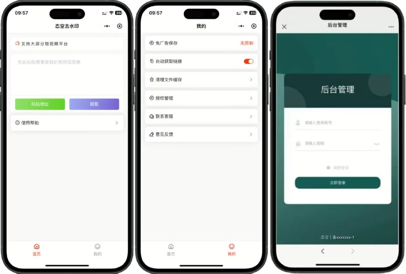 【自研系统】态空去水印小程序系统有独立后台管理面板-态空工作室